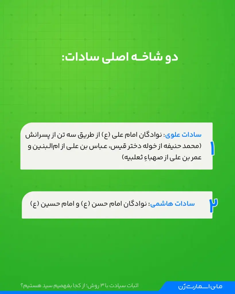 دو شاخه اصلی سیدها یا سادات