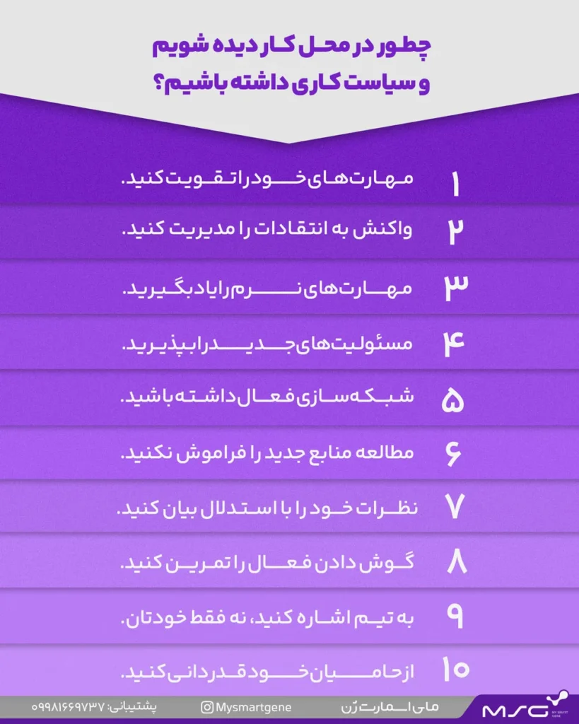 اینفوگرافیک از راه های دیده شدن در محل کار