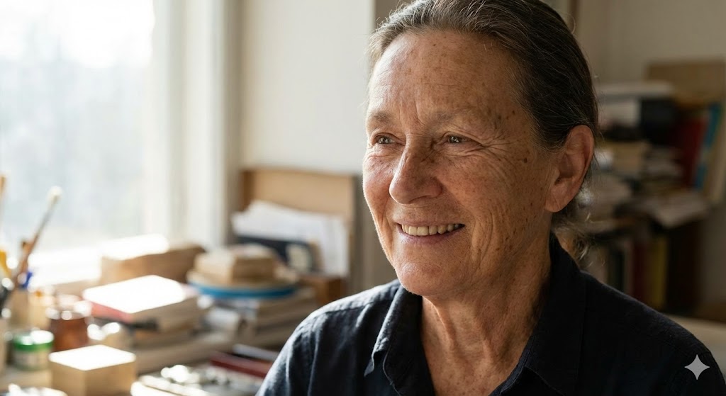 یک زن میانسال که لک روی صورتشه