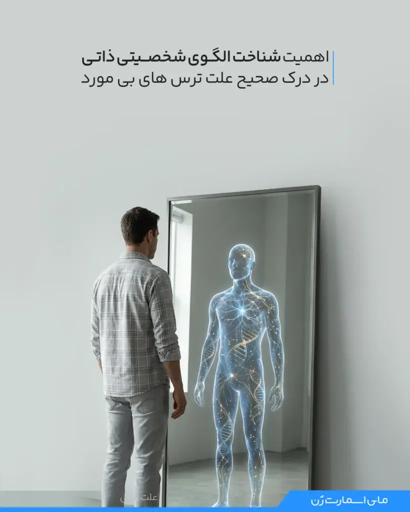 فردی در آینه به خود نگاه میکند و سعی در شناخت خود دارد