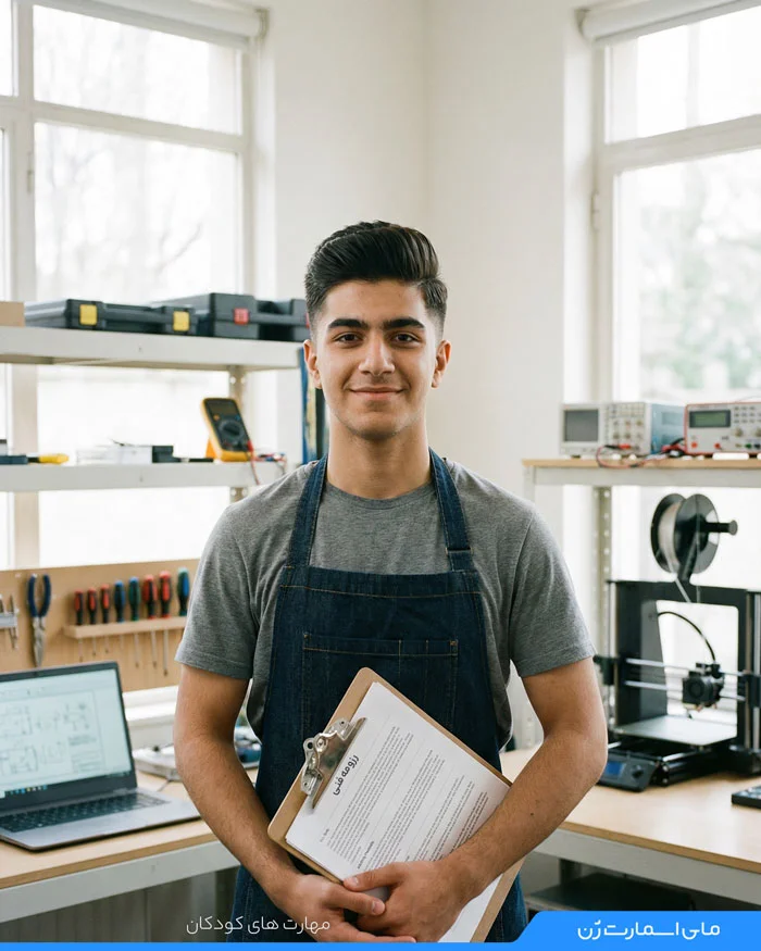 یک نوجوان که رزومه فنی در دستش است